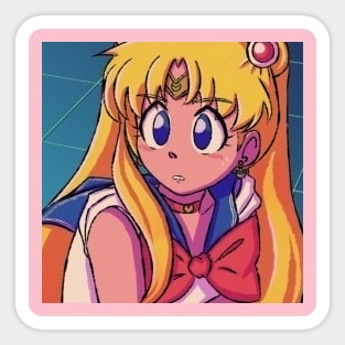 Cute magical anime girl vaporwave aesthetic Sticker